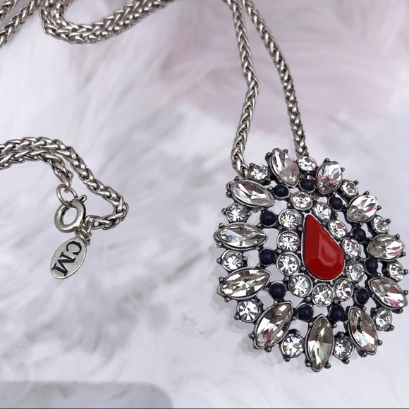 Club Monaco Crystal Pendant Statement Necklace - Picture 2 of 4